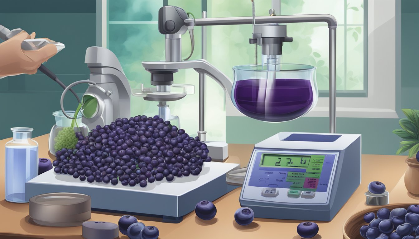 Acai berries being used in a laboratory setting to measure blood pressure levels