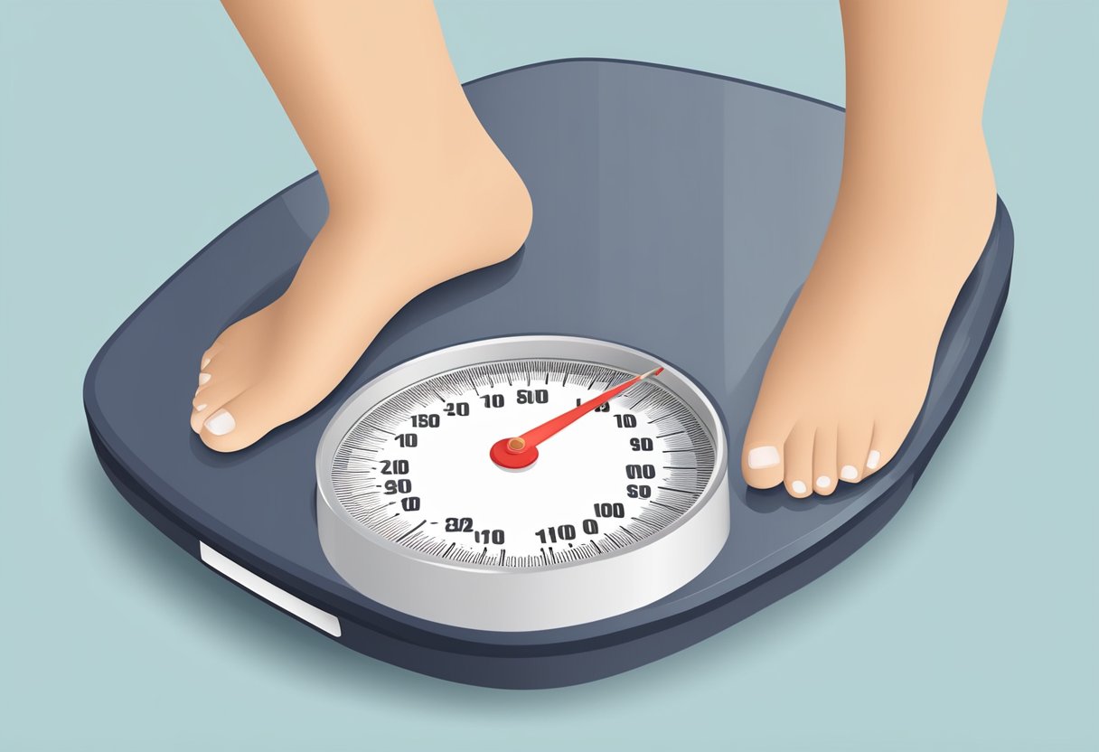 A scale with a needle pointing to a significant weight loss