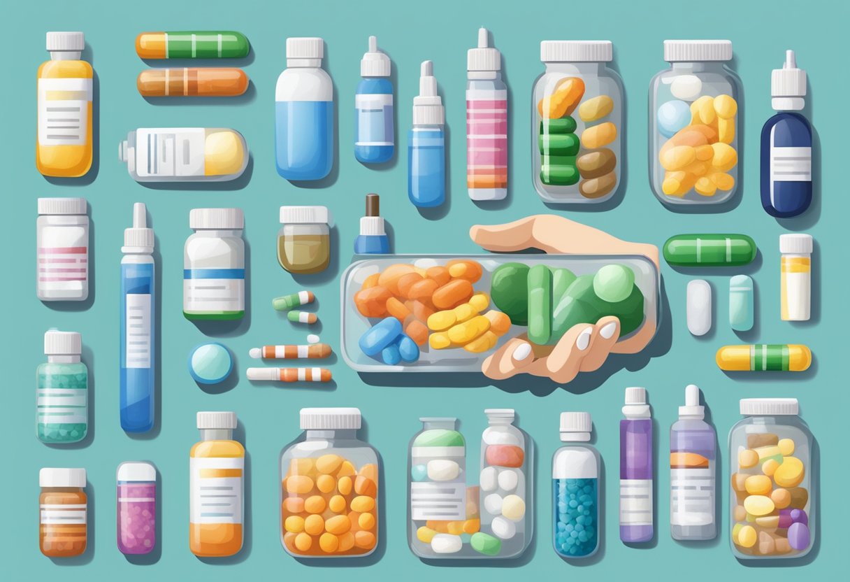 A person holding a variety of non-insulin medications and treatments for diabetes type 2