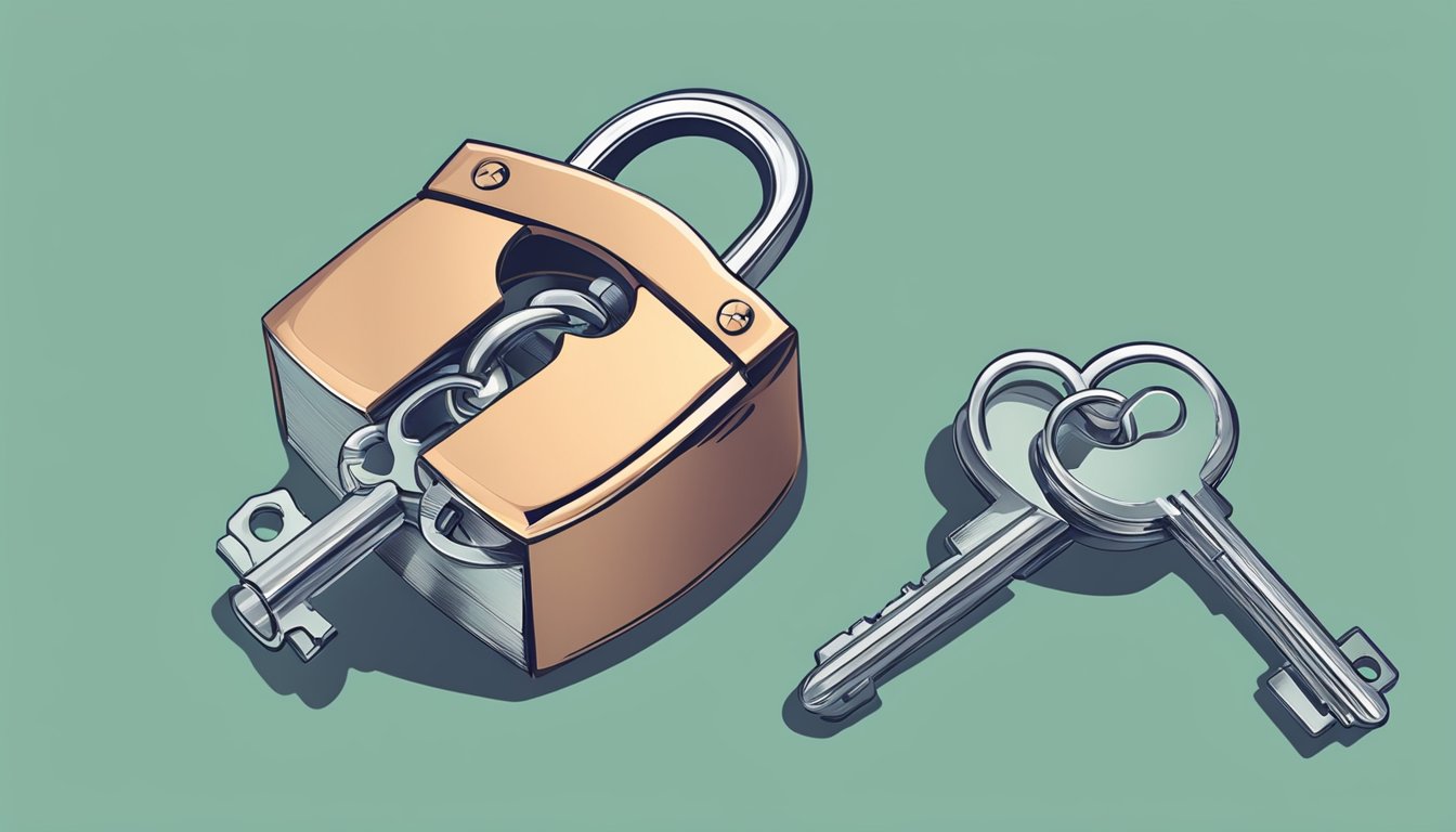 A heart-shaped lock being opened with a key, symbolizing moving on from a past relationship