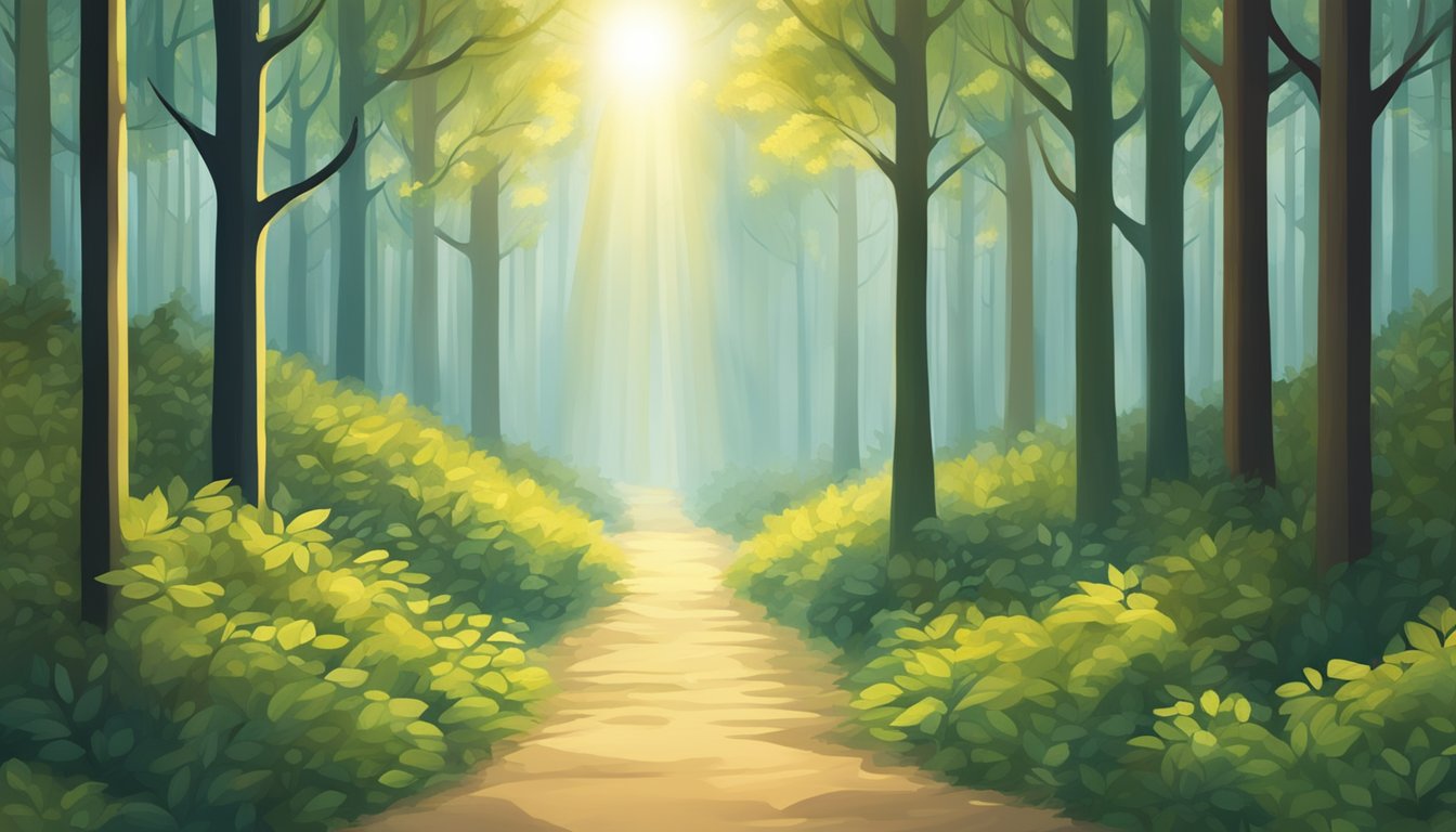 Two paths diverging in a forest, one bathed in sunlight and the other shrouded in shadow, symbolizing the uncertainty of a third reconciliation