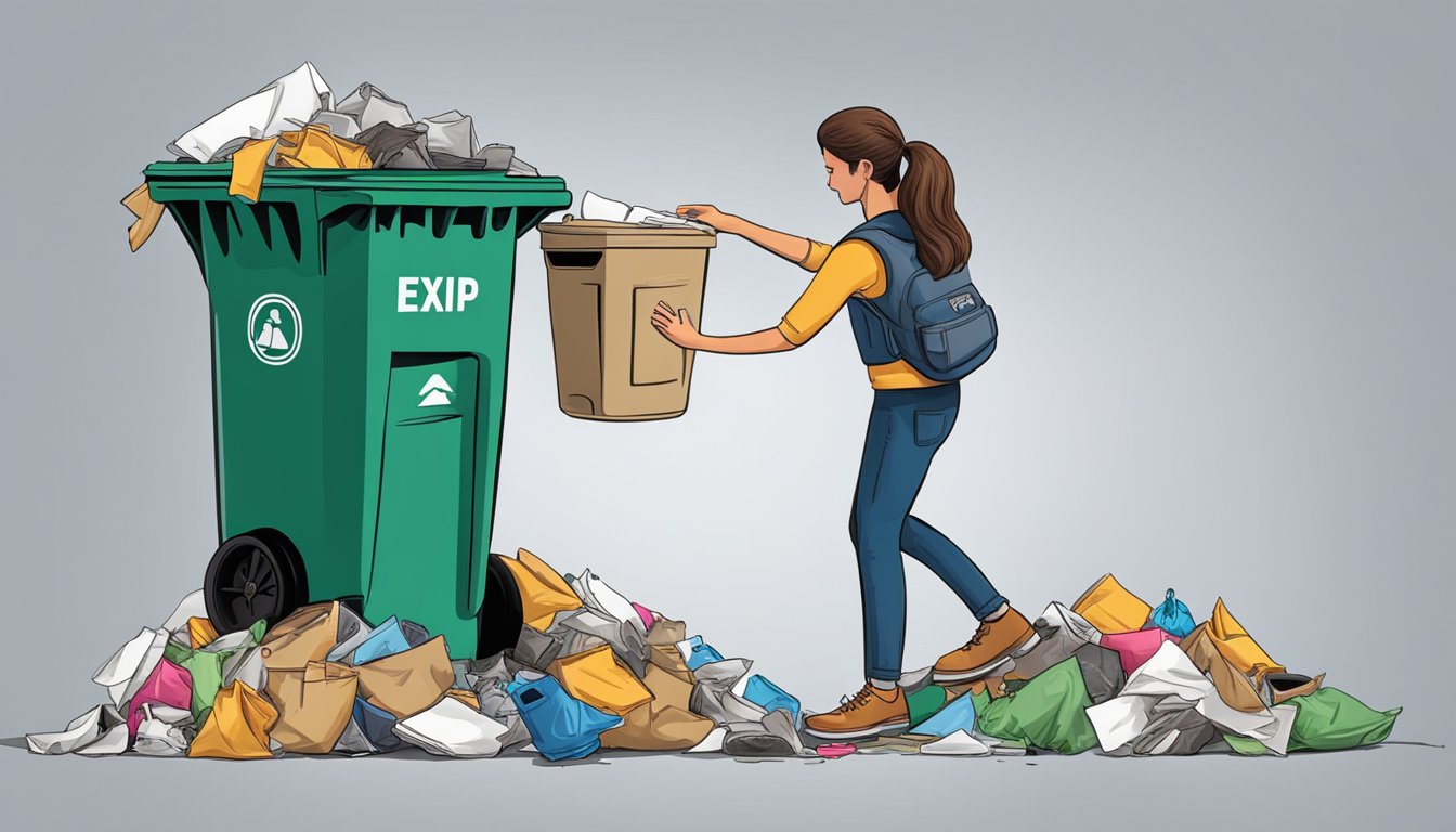 A person tossing a photo of their ex into a trash can