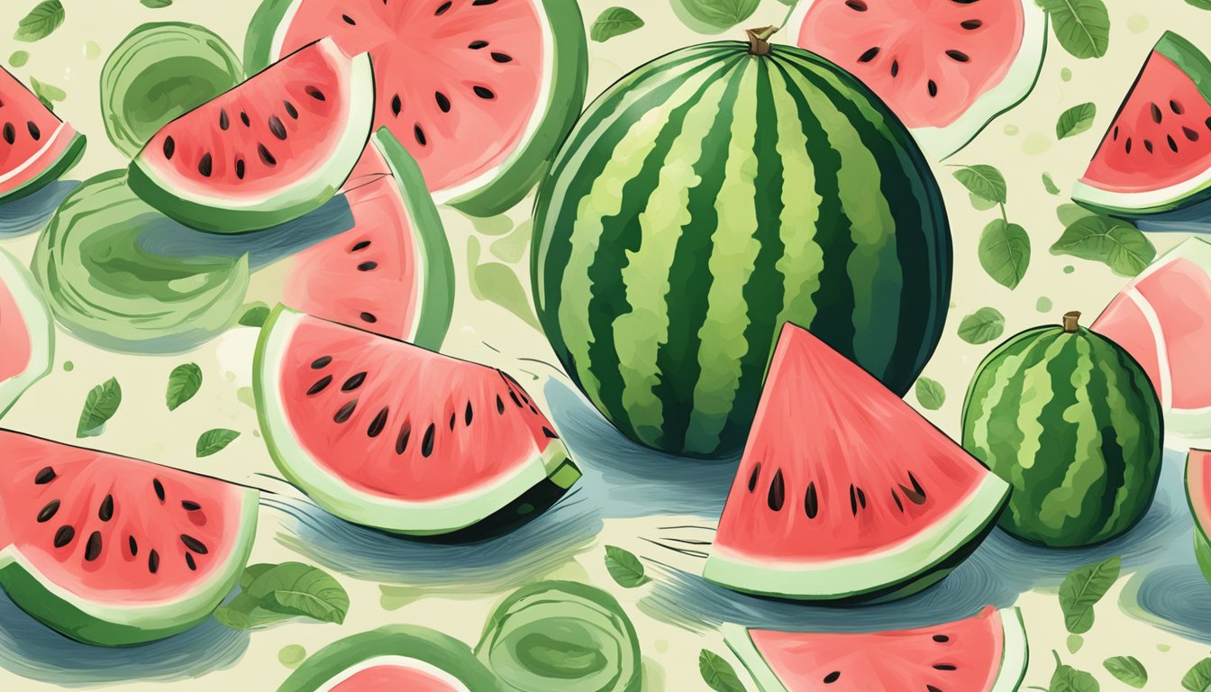 A watermelon being cut and blended to extract juice