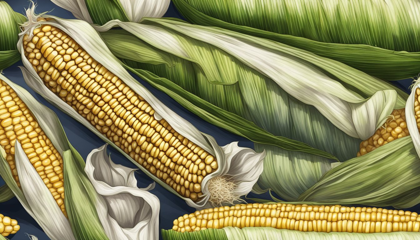 A moldy, discolored corn on the cob with a foul odor