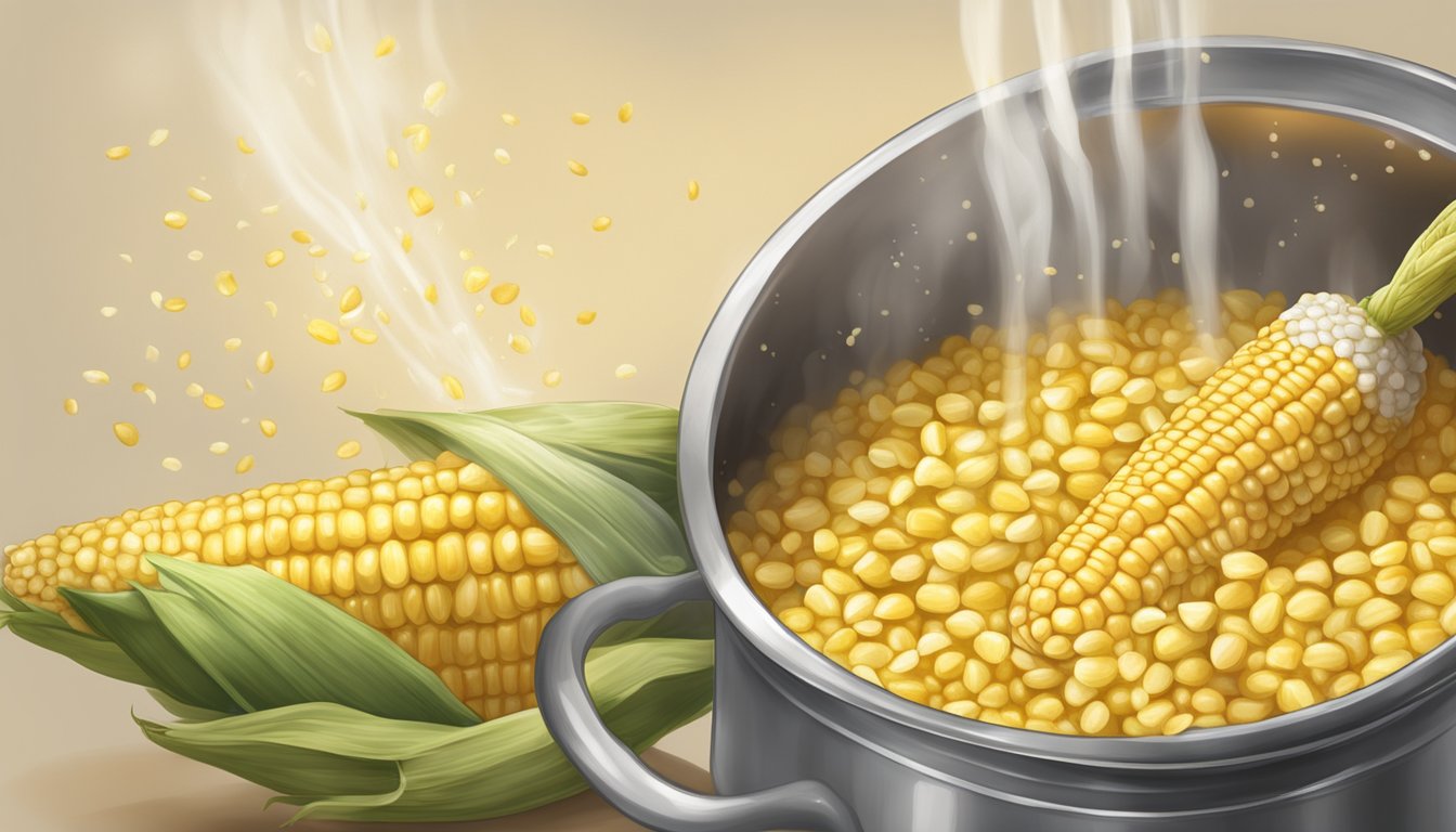 A pot of boiling corn on the cob releasing a strong vinegar smell