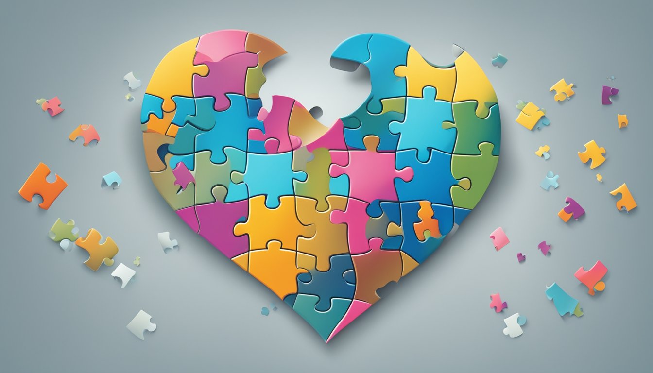 A broken heart mended, two puzzle pieces fitting together