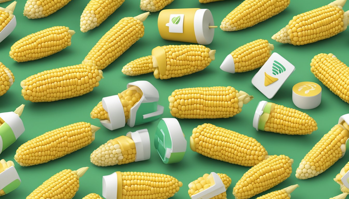 A 3D model of a corn on the cob surrounded by a privacy symbol and personal information icons