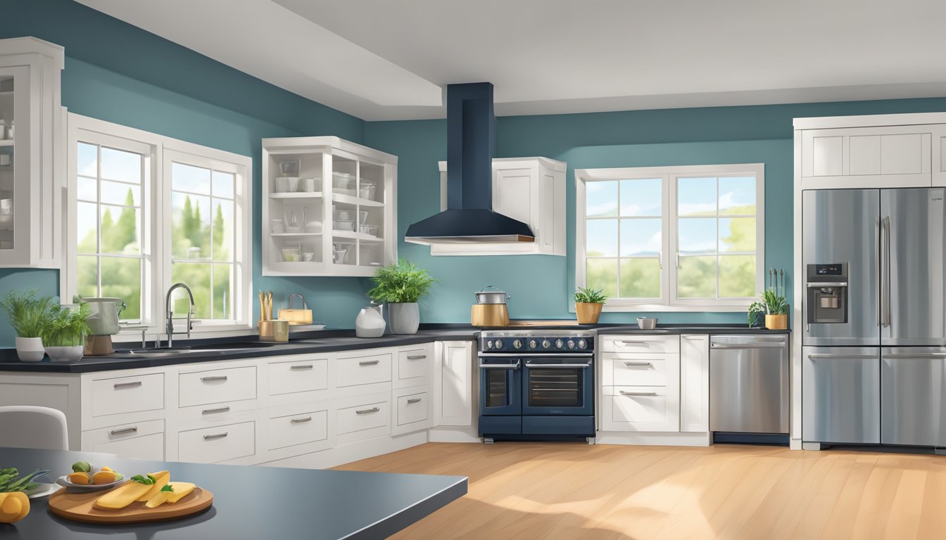 A modern induction cooktop contrasts with a traditional gas or electric stove in a spacious double wide kitchen