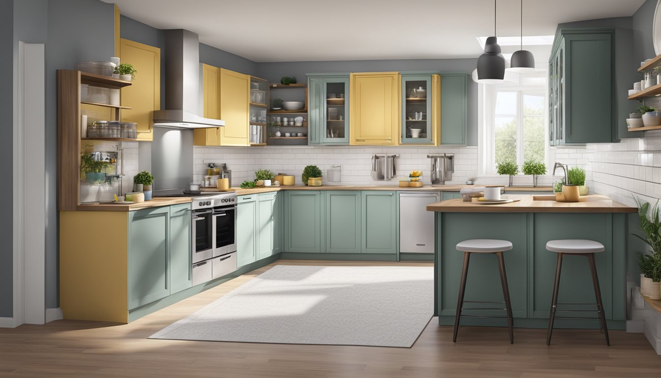 A compact double wide kitchen with efficient dishwashing appliances and space-saving solutions