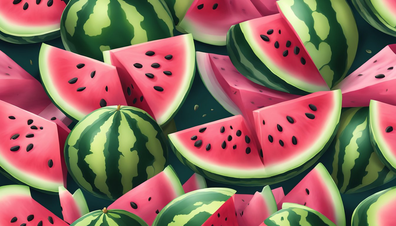 A juicy watermelon sliced open with seeds and vibrant pink flesh