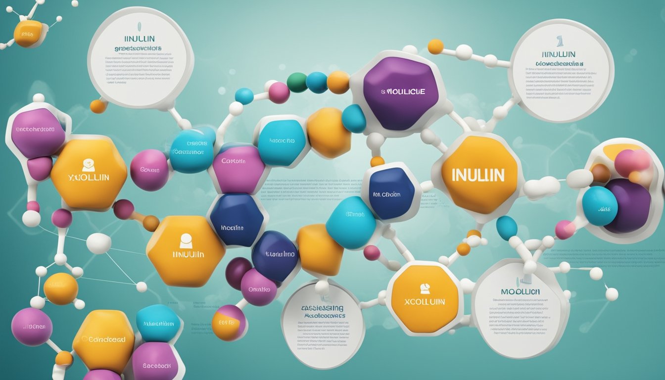 A colorful infographic comparing Xylooligosaccharides and Inulin with molecular structures and accompanying text boxes