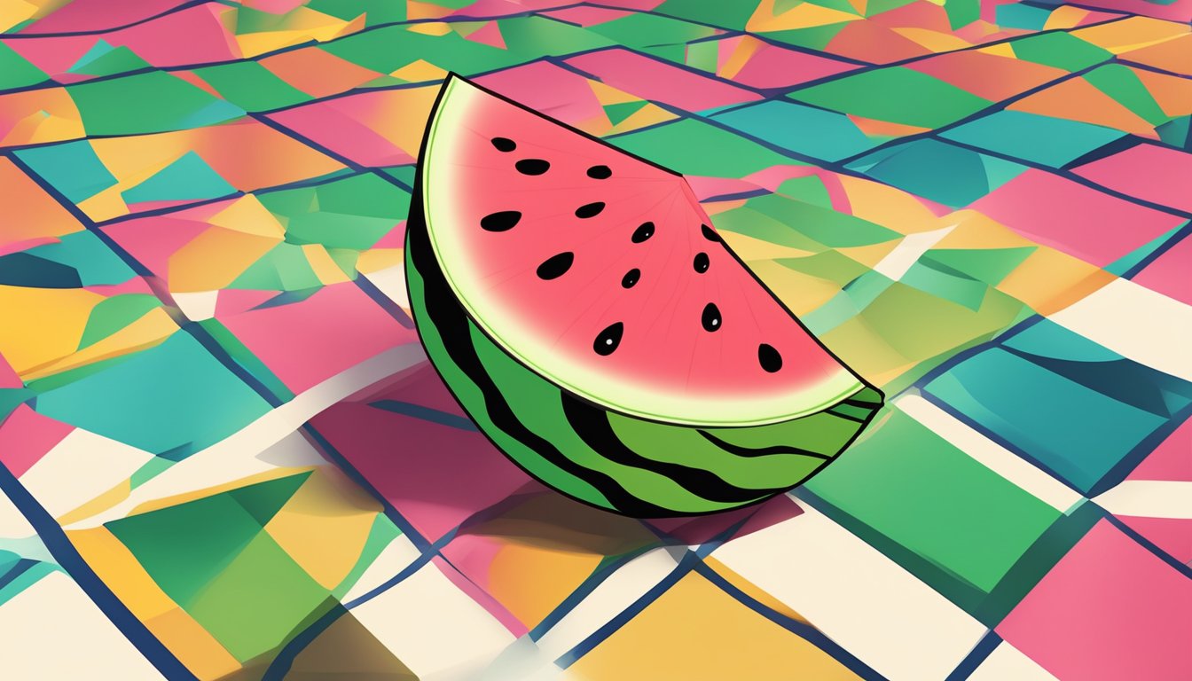 A hand reaching for a watermelon shaker on a colorful game board