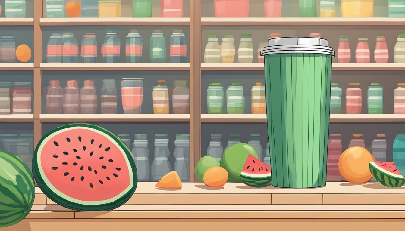 A hand reaching for a watermelon shaker on a shelf in a community center. Supportive people in the background