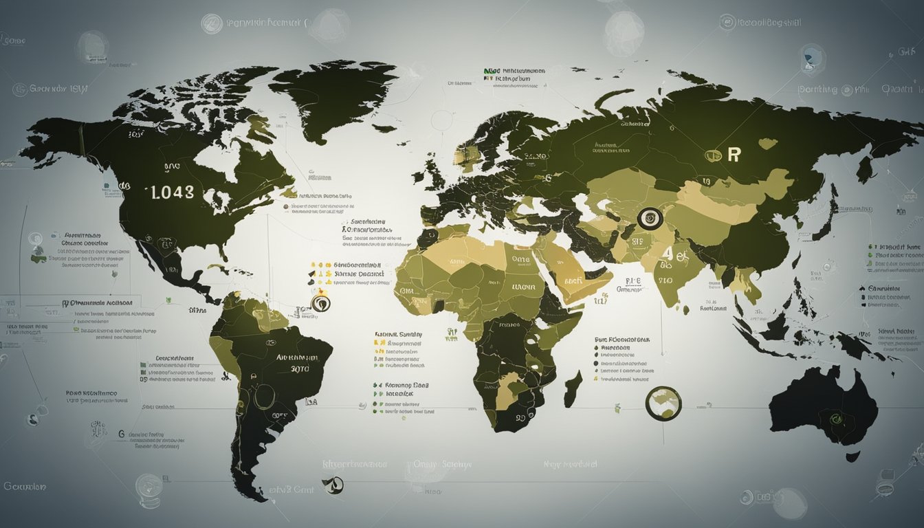 A world map with highlighted countries and regulatory symbols for Xylooligosaccharides