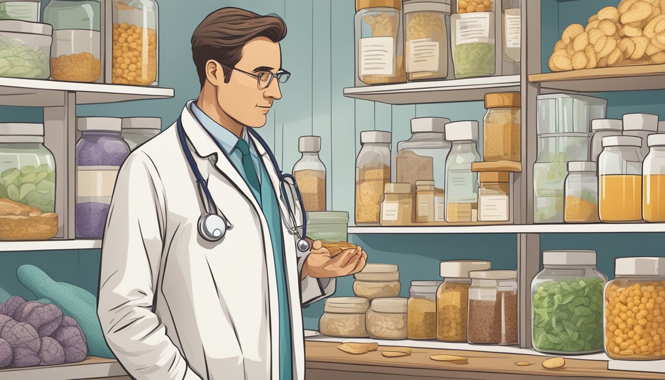 A doctor surrounded by conflicting medical studies on gluten sensitivity