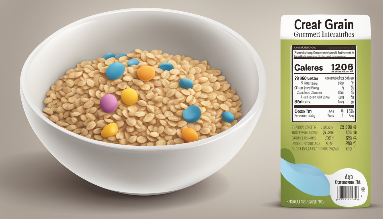 A bowl of baby gourmet organic ancient grain cereal with a nutrition label beside it