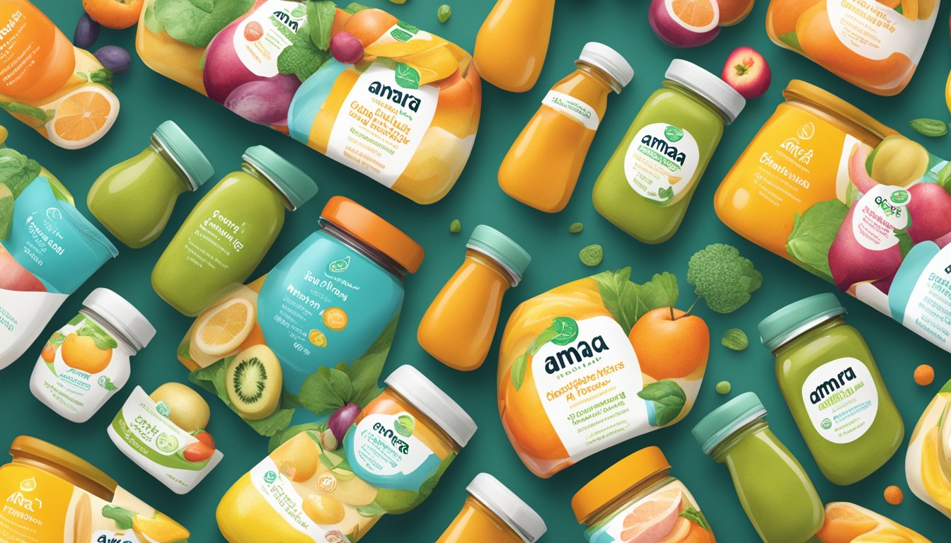 A vibrant array of Amara Organic Baby Food products, showcasing their diverse nutritional benefits and natural ingredients