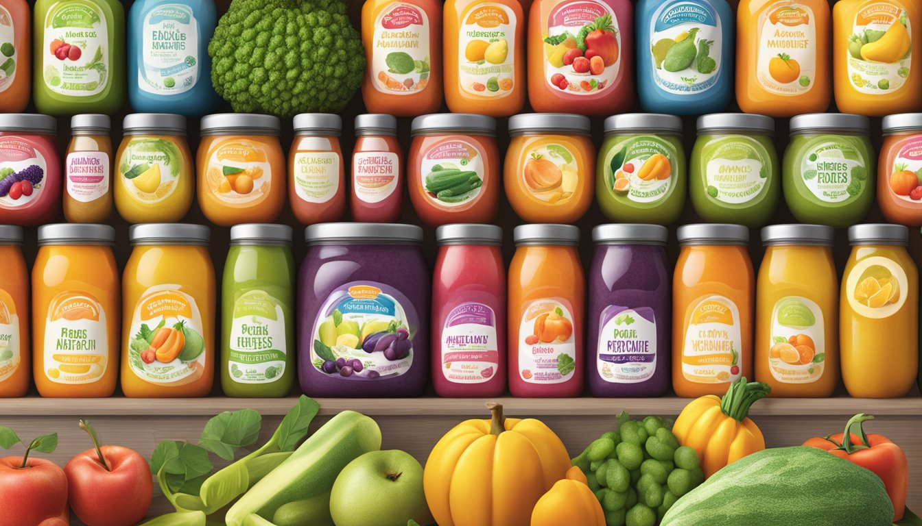 A colorful array of fresh fruits and vegetables arranged in a vibrant and appetizing display, showcasing the natural and nutritious ingredients used in Amara organic baby food products