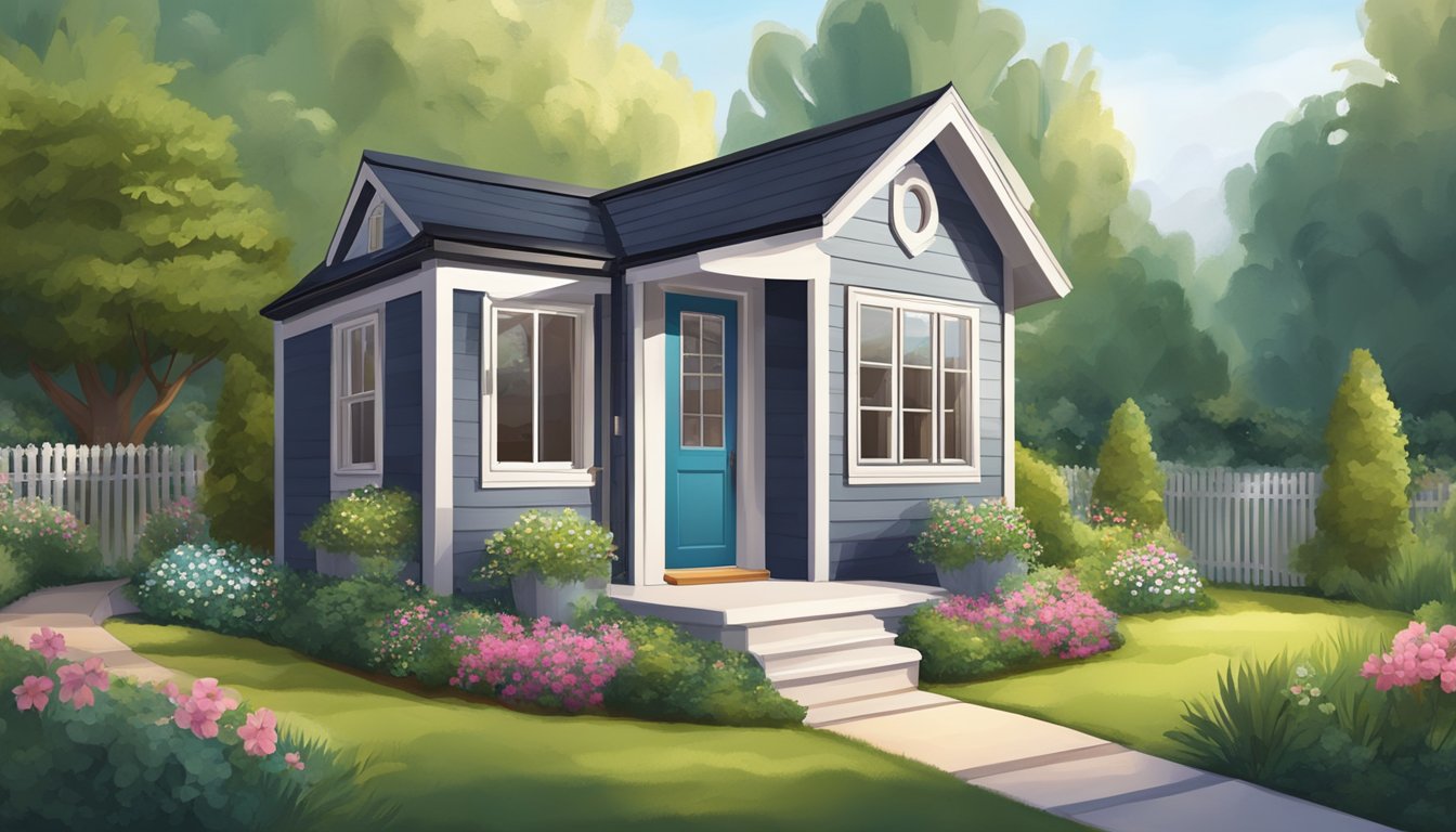 A small, cozy tiny house with a fresh coat of paint, new windows, and a neatly manicured garden