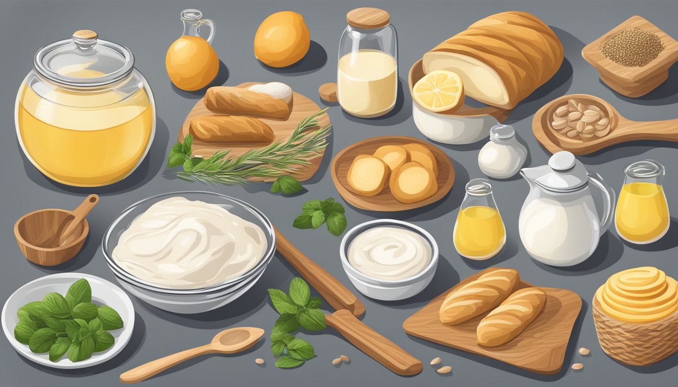 A kitchen counter with ingredients and utensils for making breakfast danishes