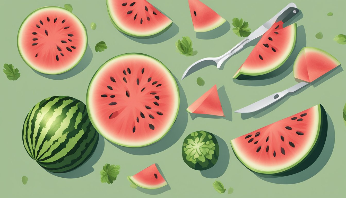 Watermelon rind being chopped into small pieces for pickling