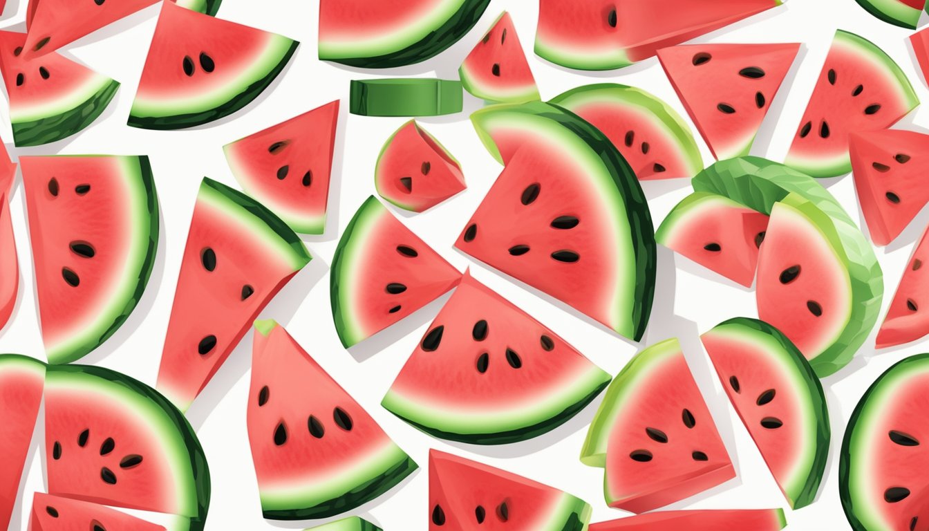 A ripe watermelon sliced into cubes, arranged on a white plate