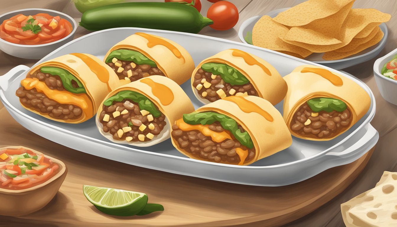 A table set with a colorful array of ingredients: refried beans, melted cheese, and fresh salsa atop sliced bolillo rolls