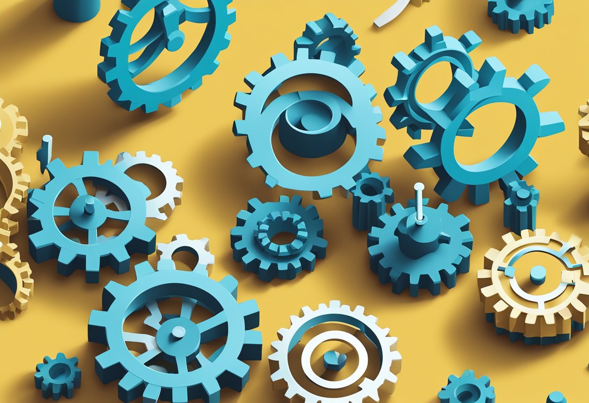 A group of interconnected gears and cogs symbolizing the seamless integration of data-driven marketing tools to empower the sales team