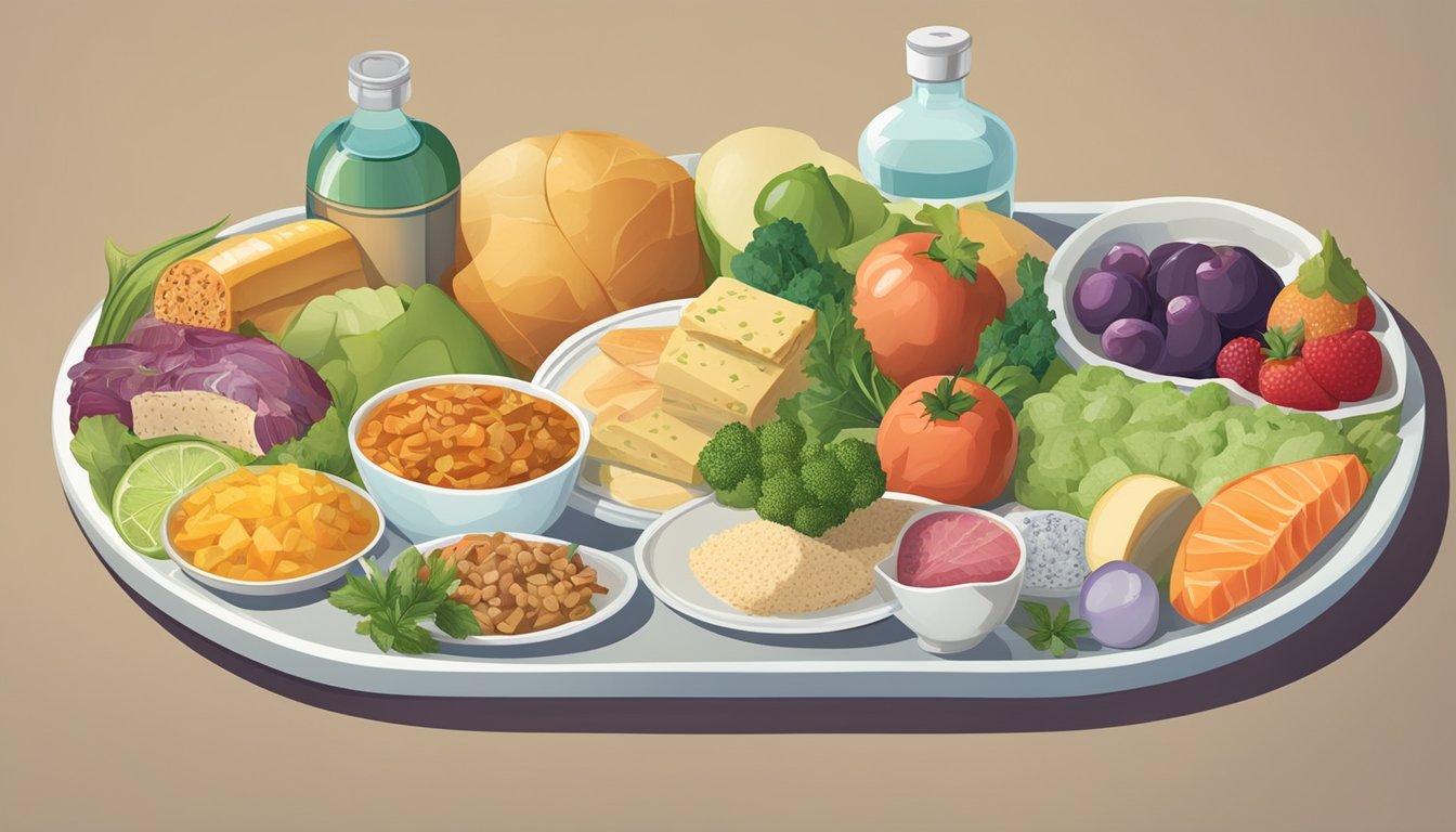 A plate of food with various items arranged to illustrate dietary patterns and insulin management