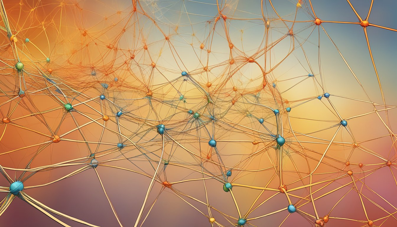 A tangled web of interconnected pathways, with fiery red and orange hues, depicts the pro-inflammatory nature of omega-6 fatty acids in vegetable oils