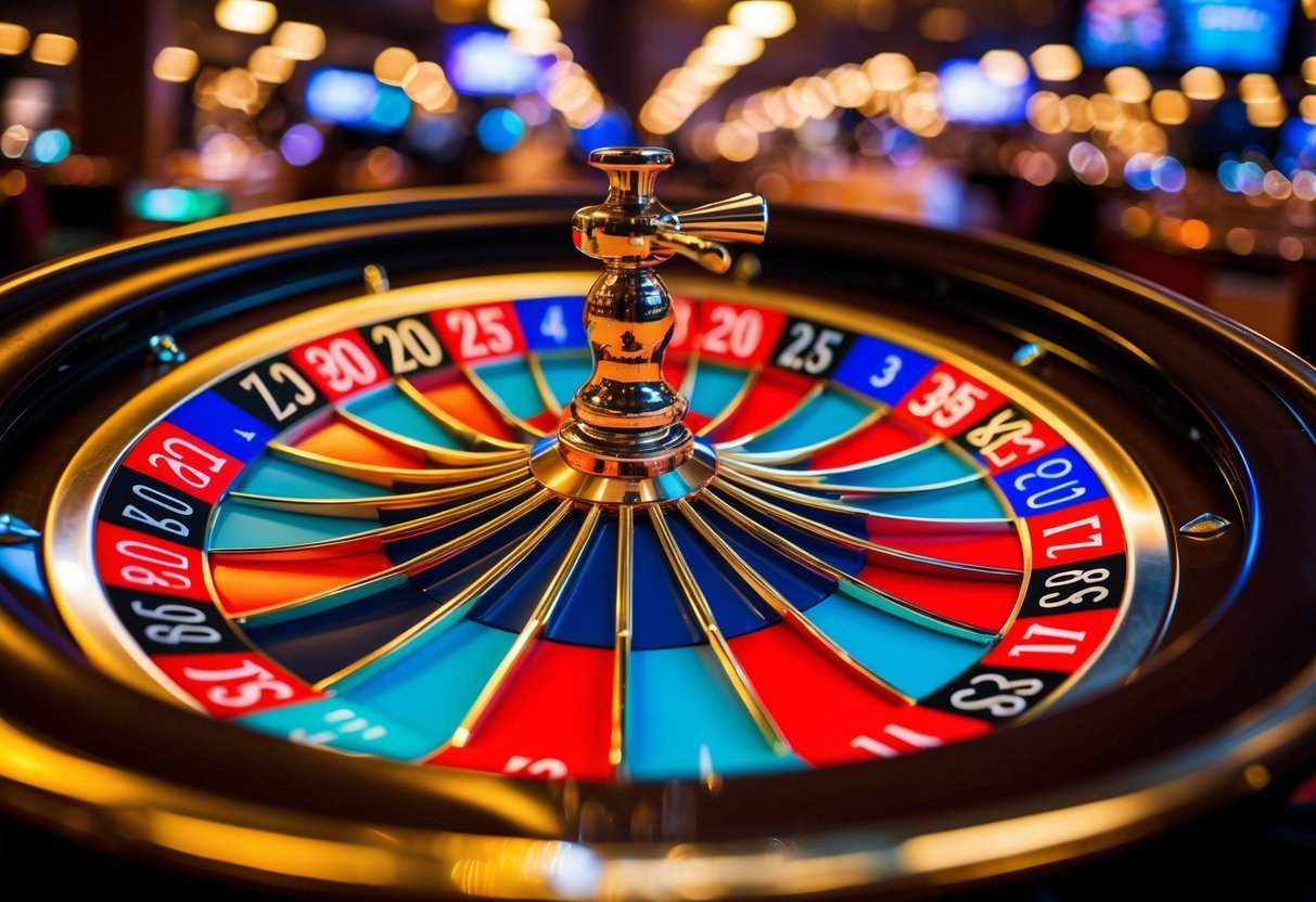 A colorful casino wheel spinning with excitement