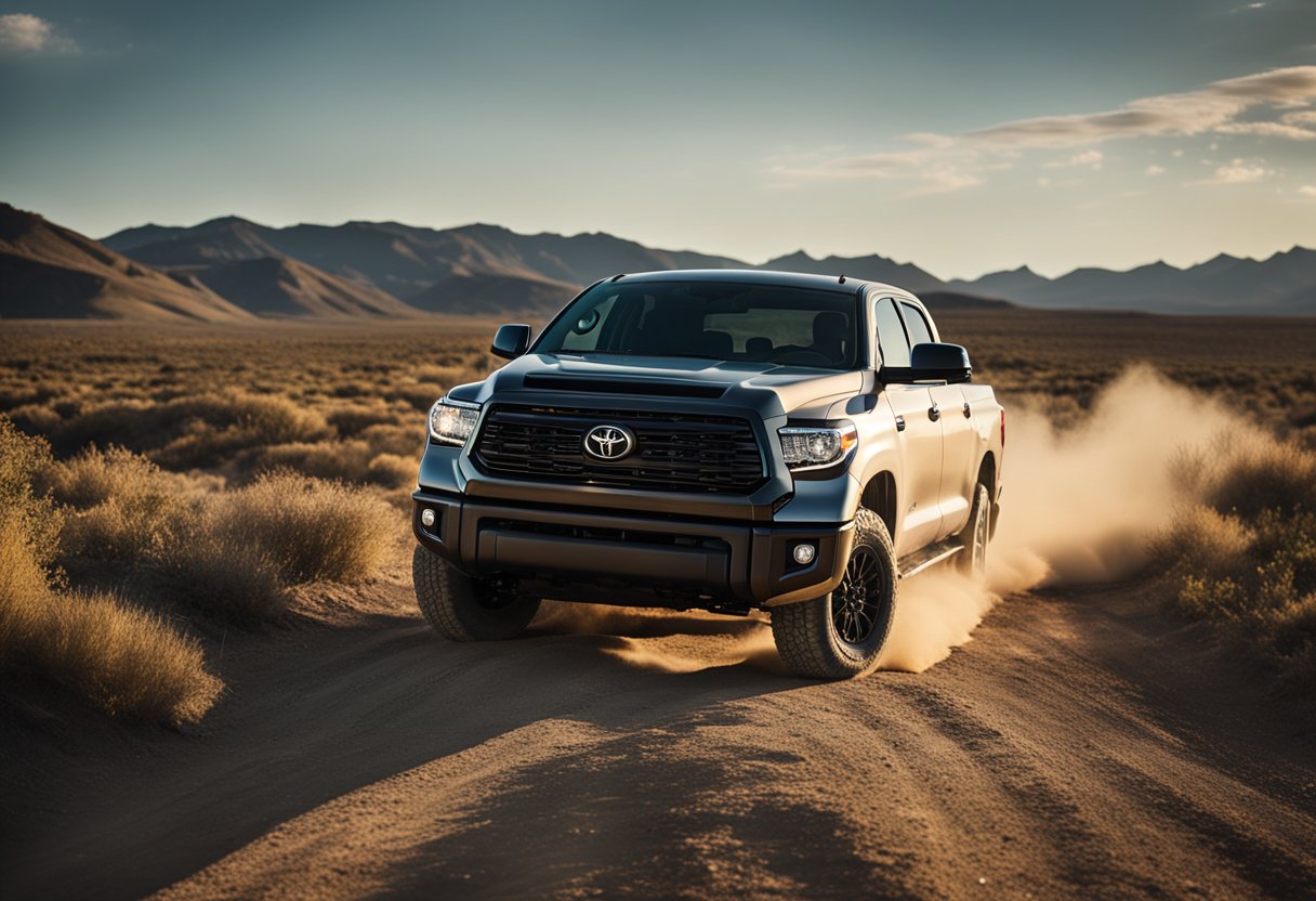 A Toyota Tundra navigating through rugged terrain in auto LSD mode