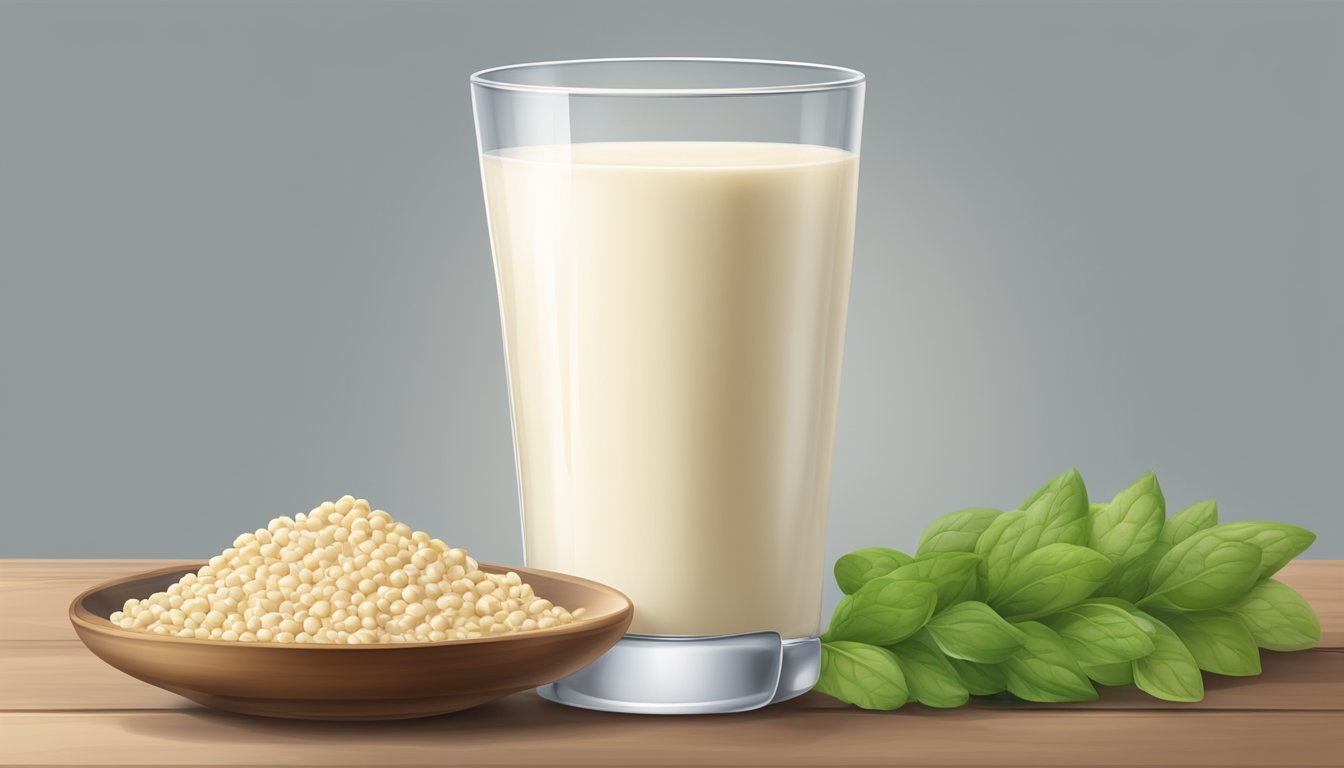 A glass of soy milk with a bowl of lactose-free food