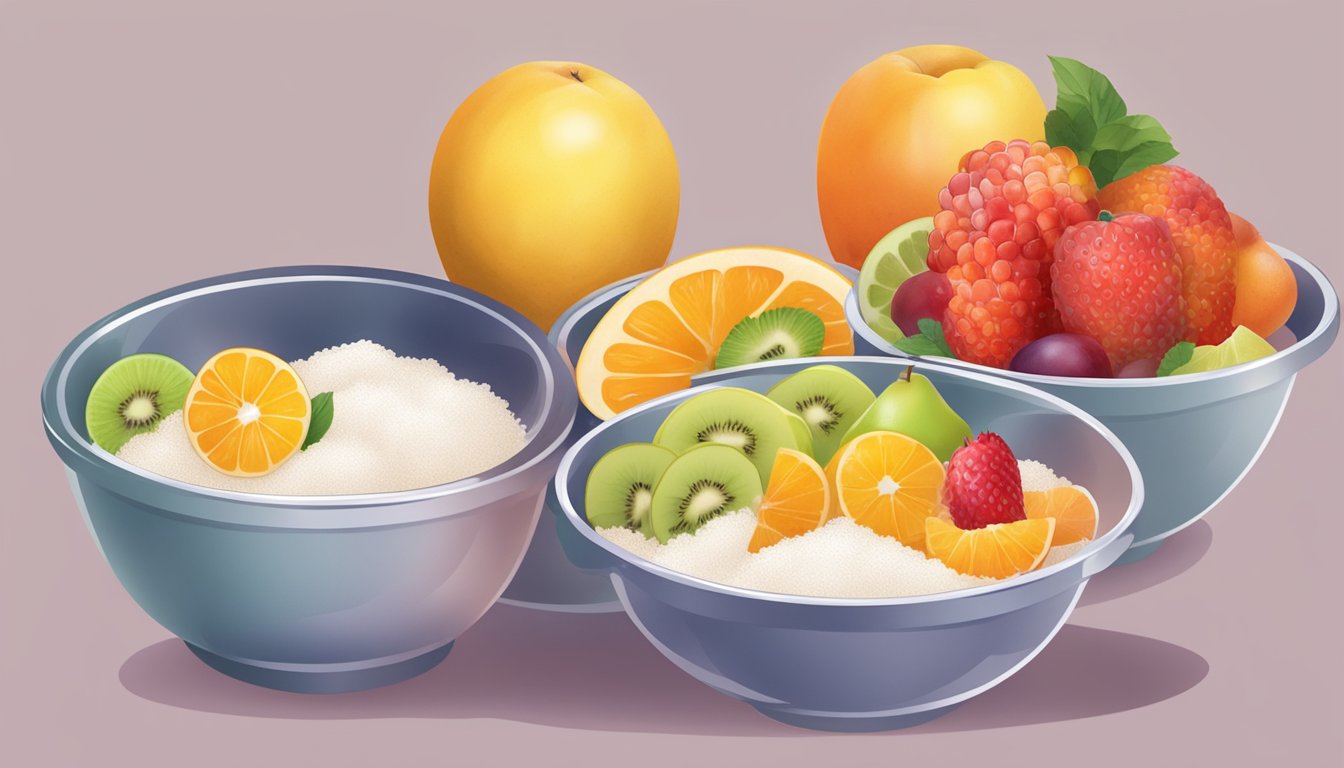 A mixing bowl filled with sliced fruit, sugar, and instant tapioca, ready to be stirred and poured into a pie crust