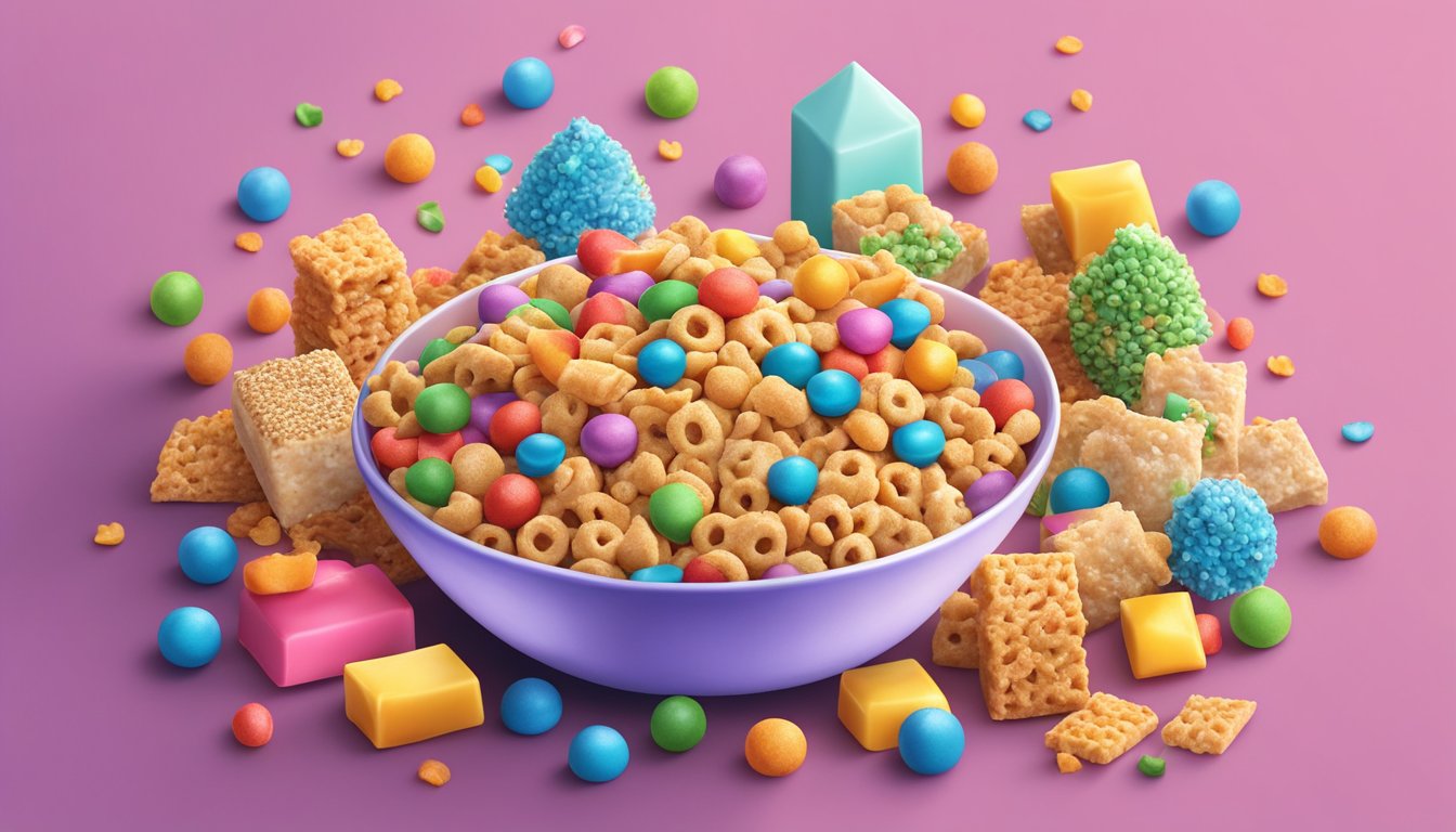 A colorful array of Kix cereal treats, surrounded by festive decorations and seasonal elements