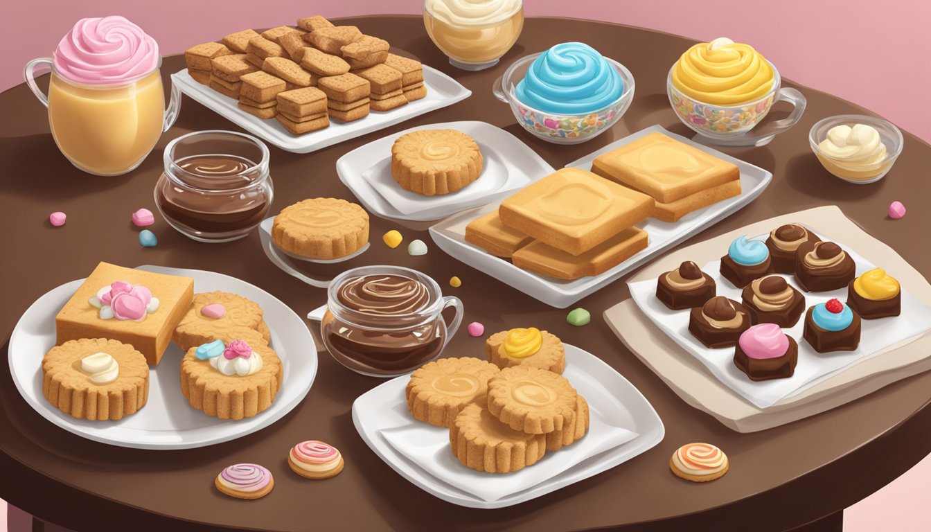 A table adorned with an assortment of cookie-based desserts, surrounded by decorative bars of Nestle Carnation condensed milk