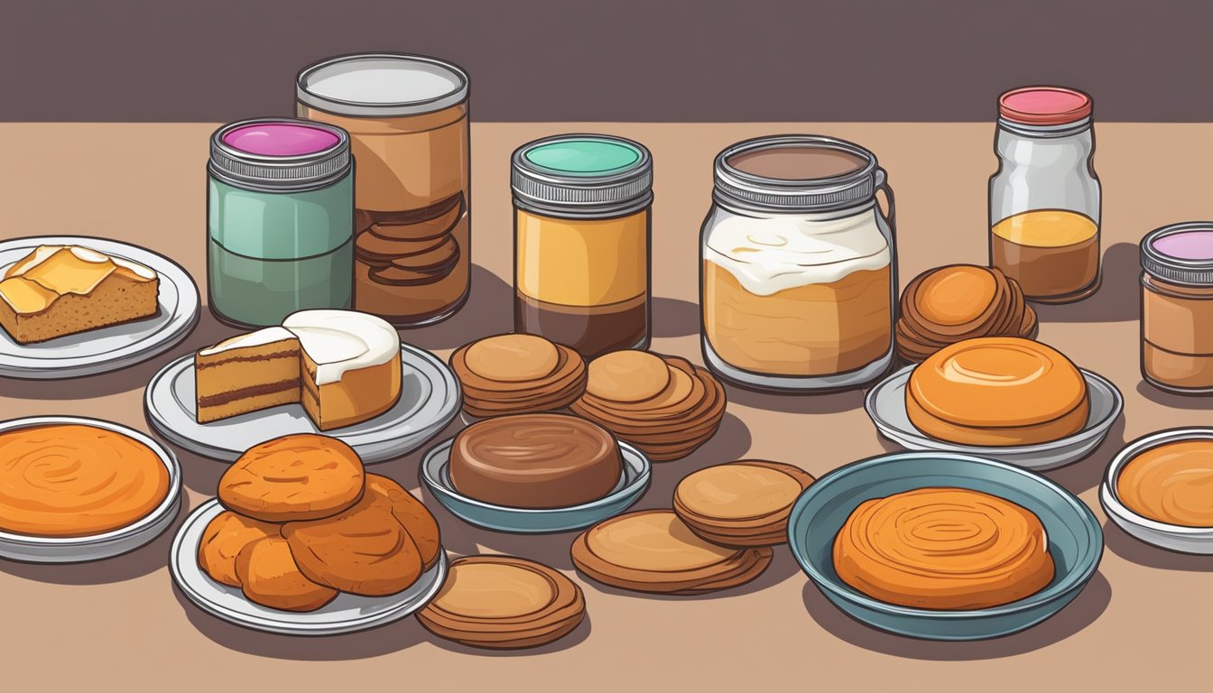 A variety of sweet potato desserts, from pies to cookies, displayed on a table with canned sweet potatoes as the main ingredient