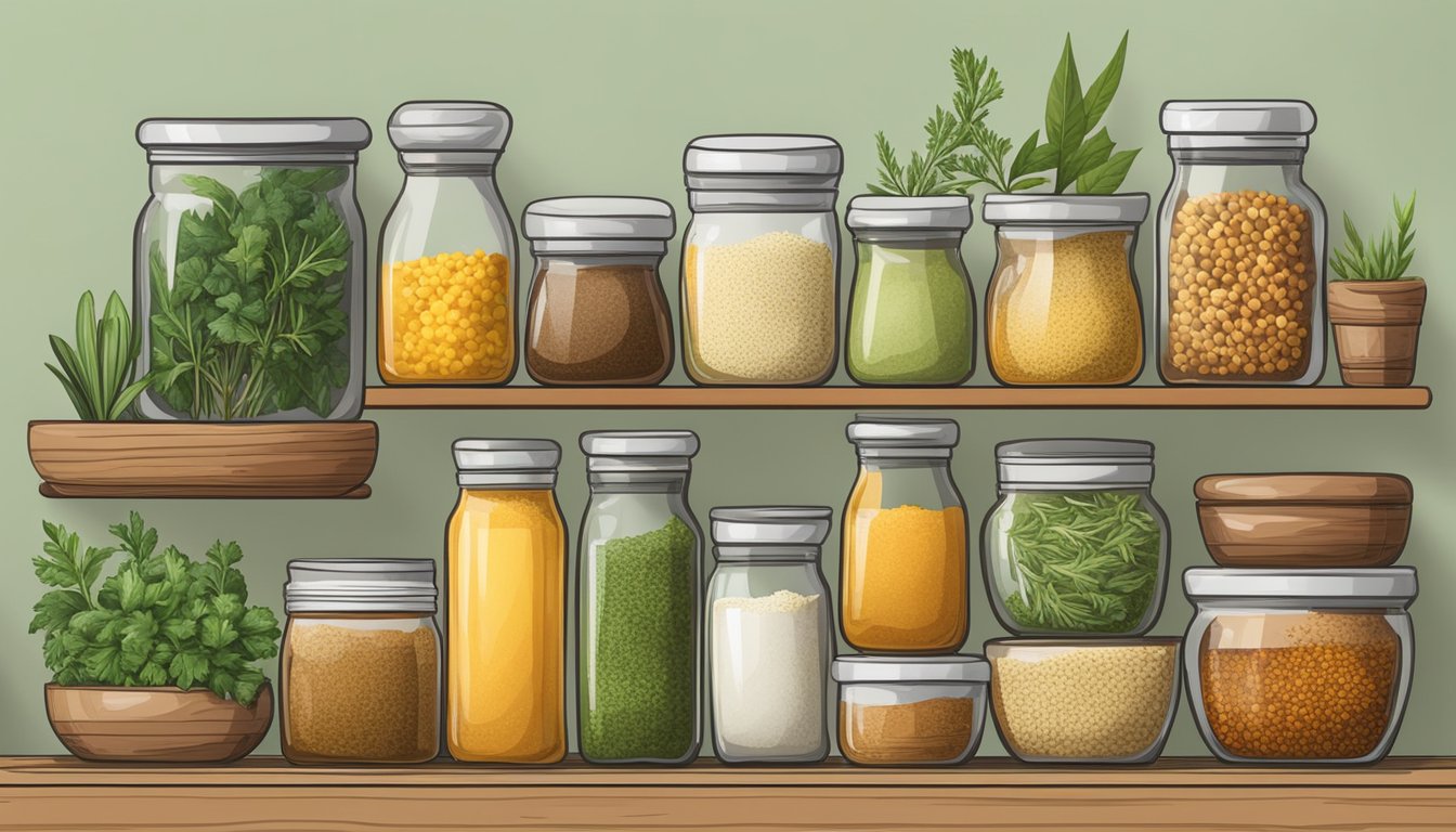 A variety of herbs, spices, and other ingredients arranged on a shelf, ready to be used to create flavorful compound butters