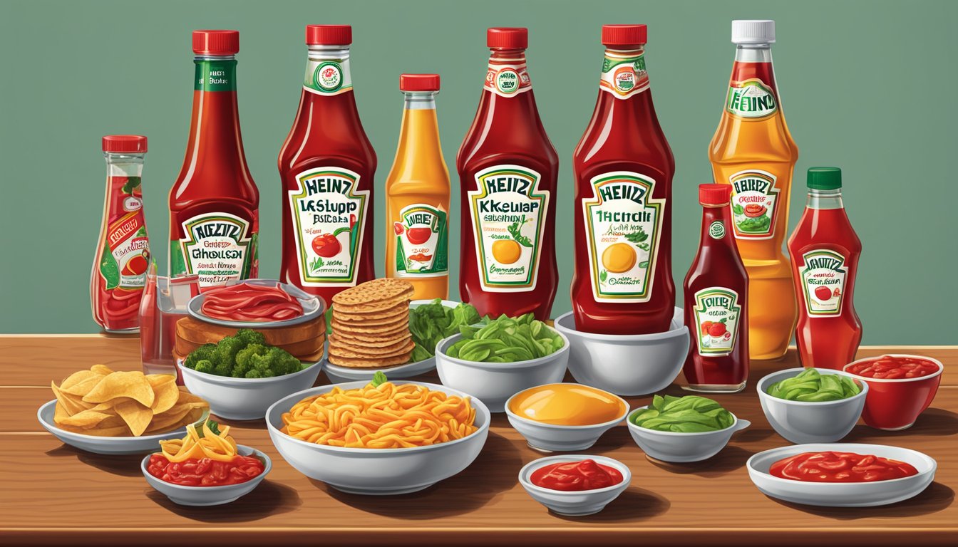 A table filled with various dishes and bottles of Heinz ketchup, representing different global flavors for different occasions