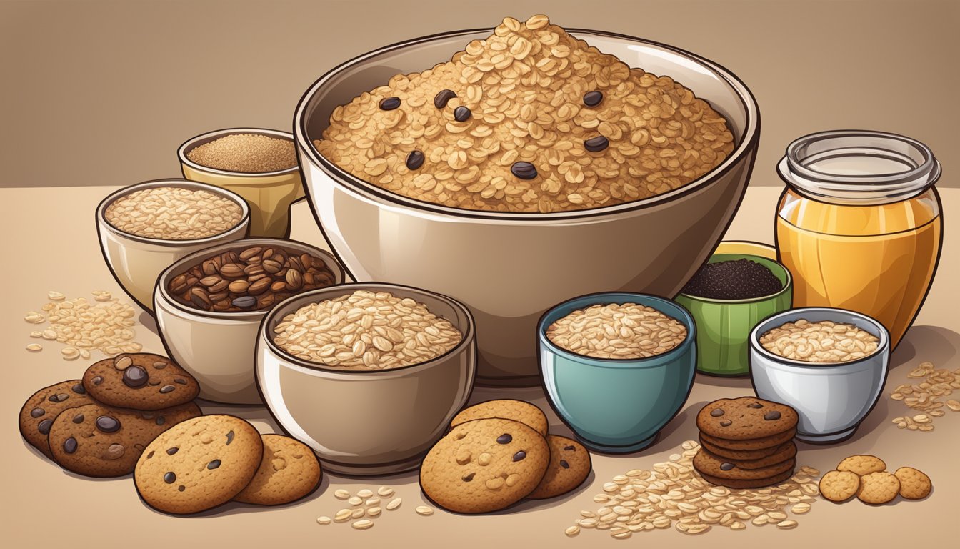 A bowl of instant oatmeal cookie mix with various nutritious add-ins