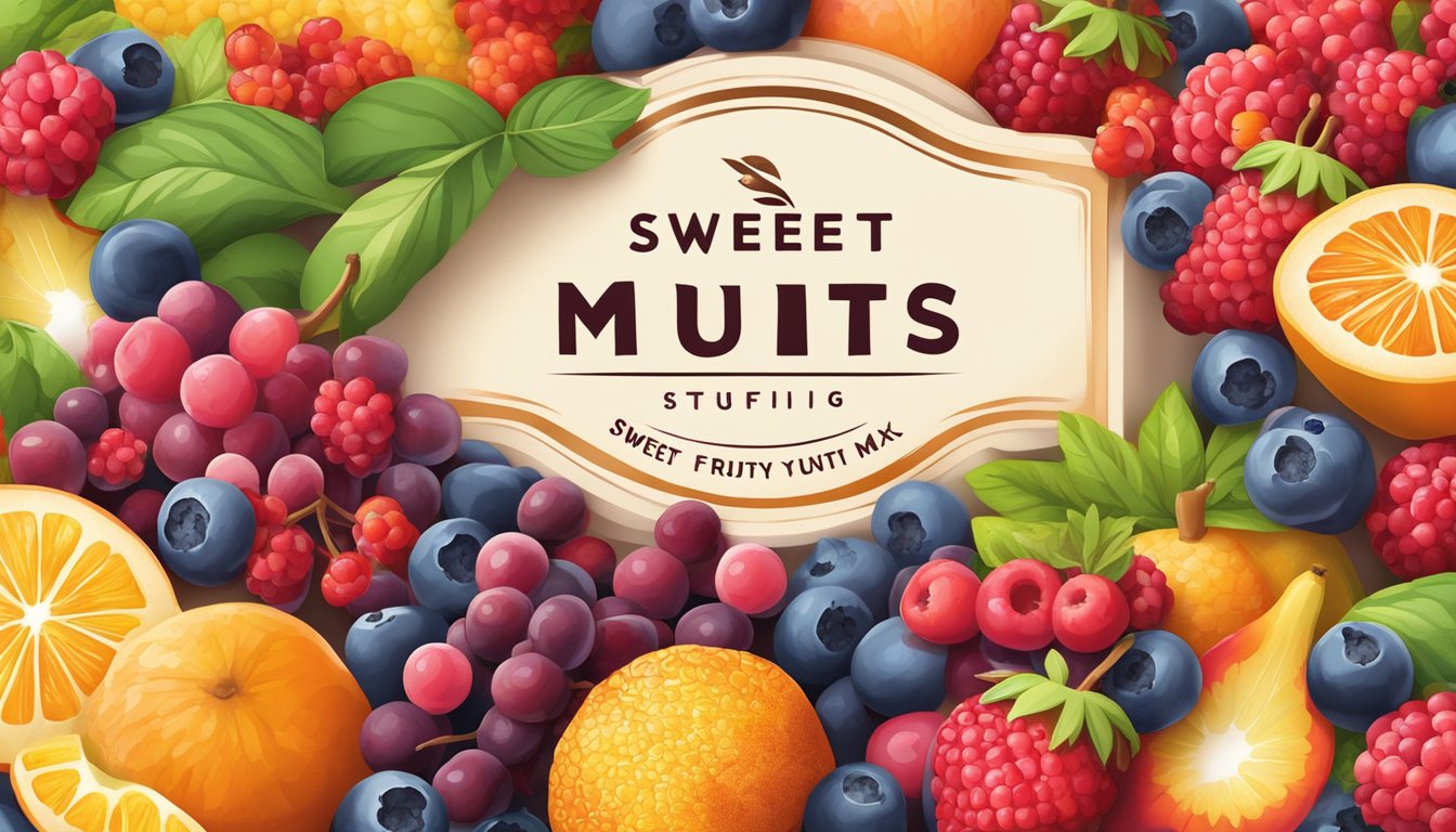 A colorful array of fresh fruits and berries spill out of a box of sweet and fruity flavored stuffing mix