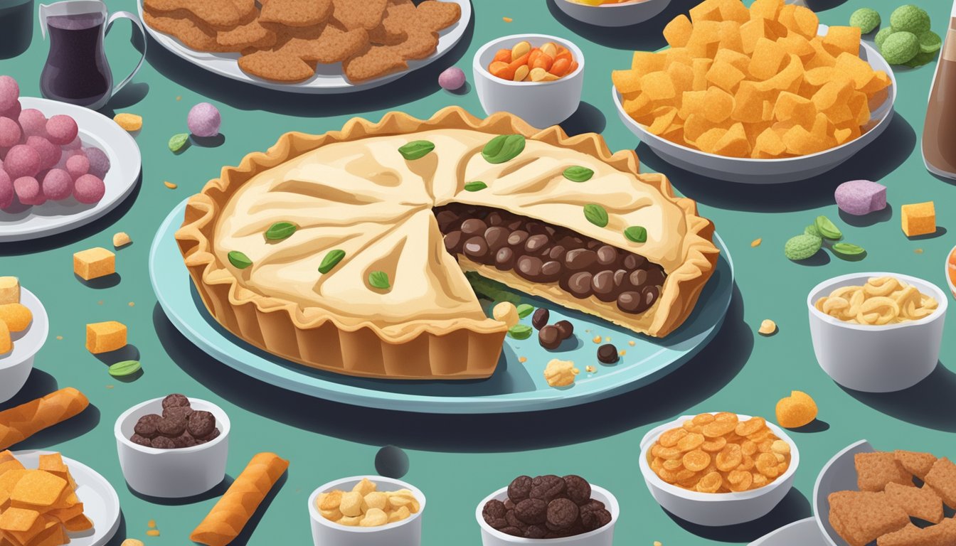 A lung meat pie sits on a plate surrounded by 10 banned snacks