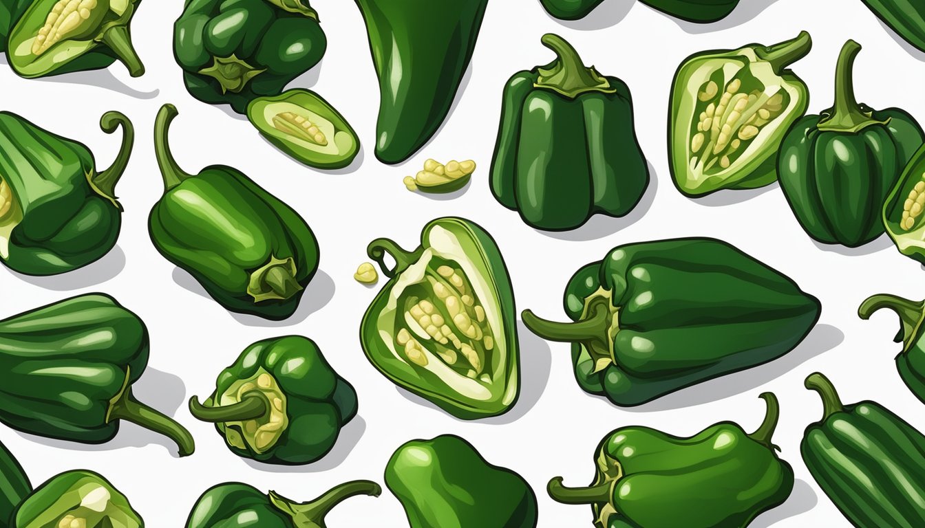 A variety of 10 poblano peppers arranged in a colorful and appealing display