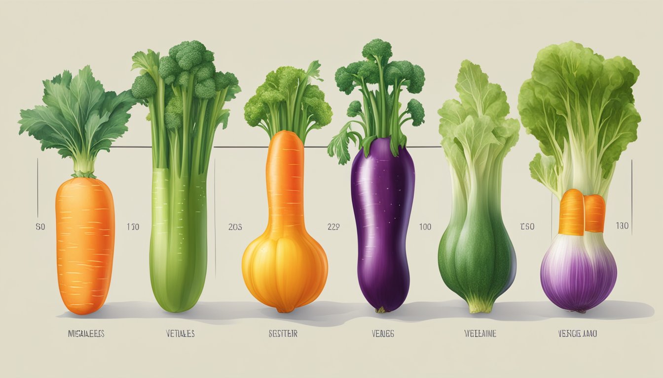 A timeline of 10 vegetables morphing into modern versions