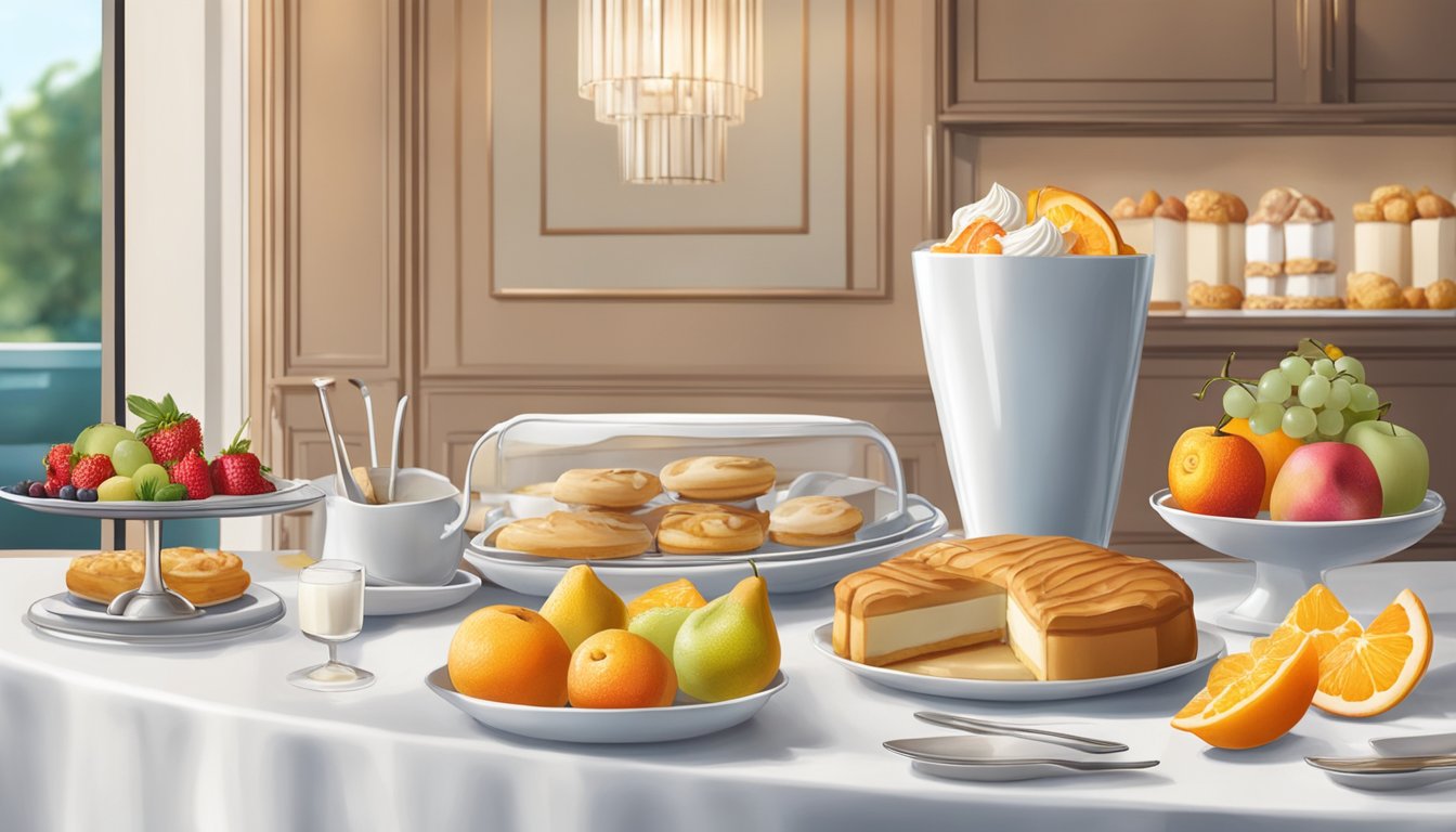 A human tooth sits among the pastries and fruit on a hotel breakfast buffet