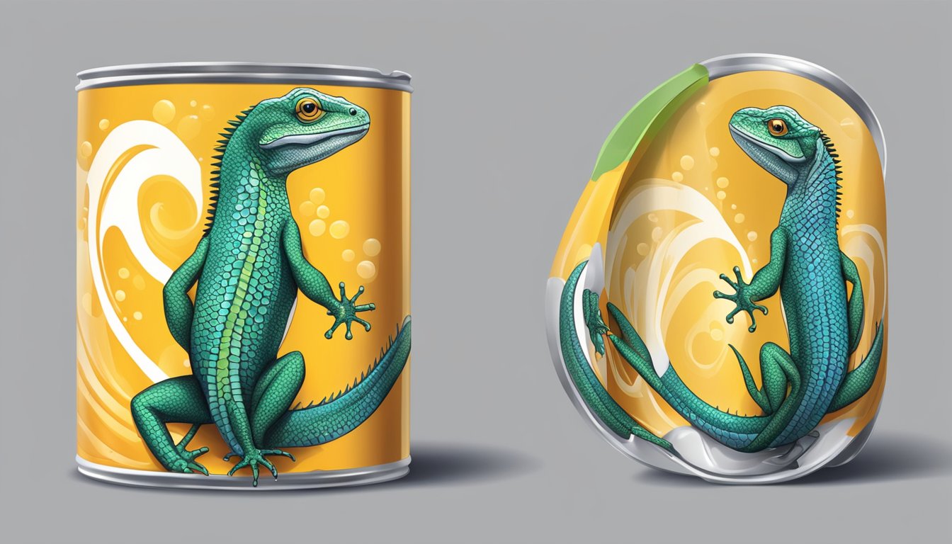 A lizard is coiled inside an open can of soft drink