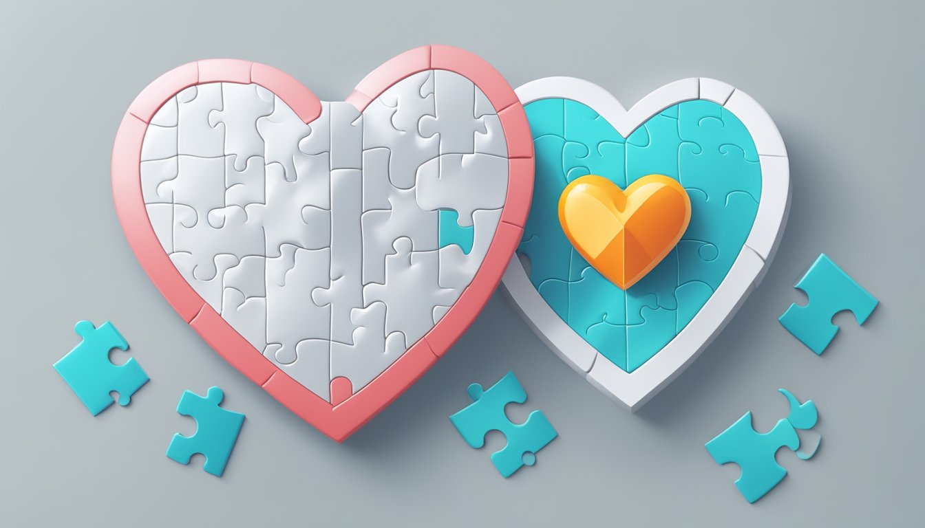 A heart-shaped puzzle piece surrounded by a protective shield, symbolizing critical illness insurance coverage