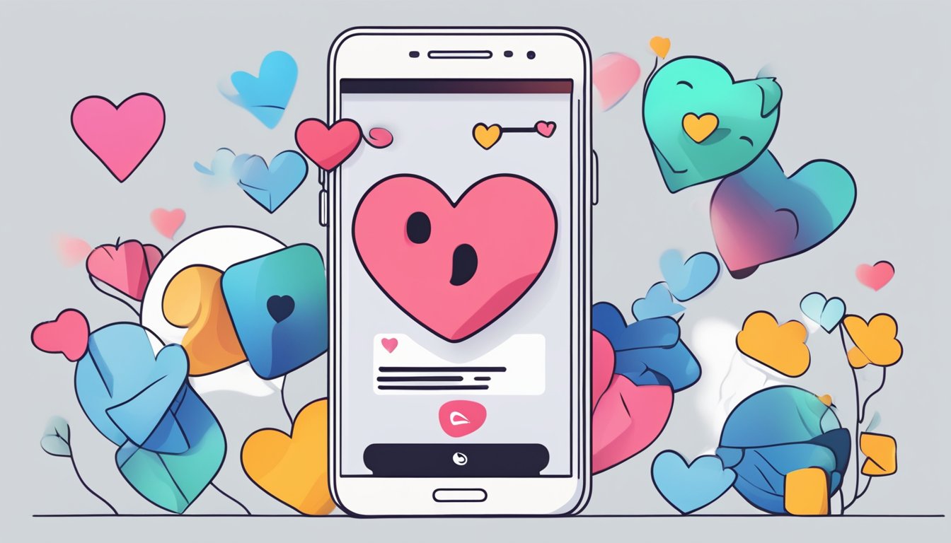 A smartphone with social media app open, showing a profile picture of a person with a broken heart emoji as the background