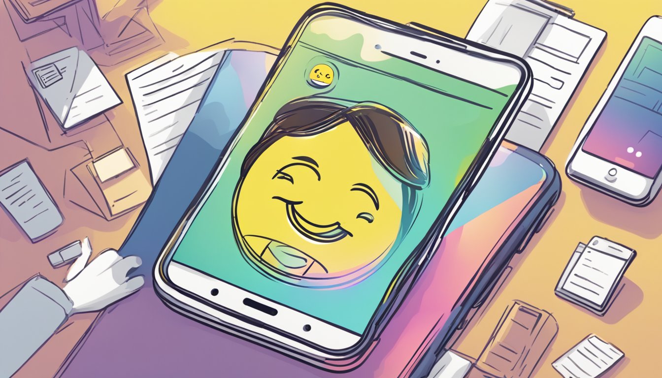 A smartphone with a Snapchat app open, showing a series of exchanged messages and a profile picture of a couple