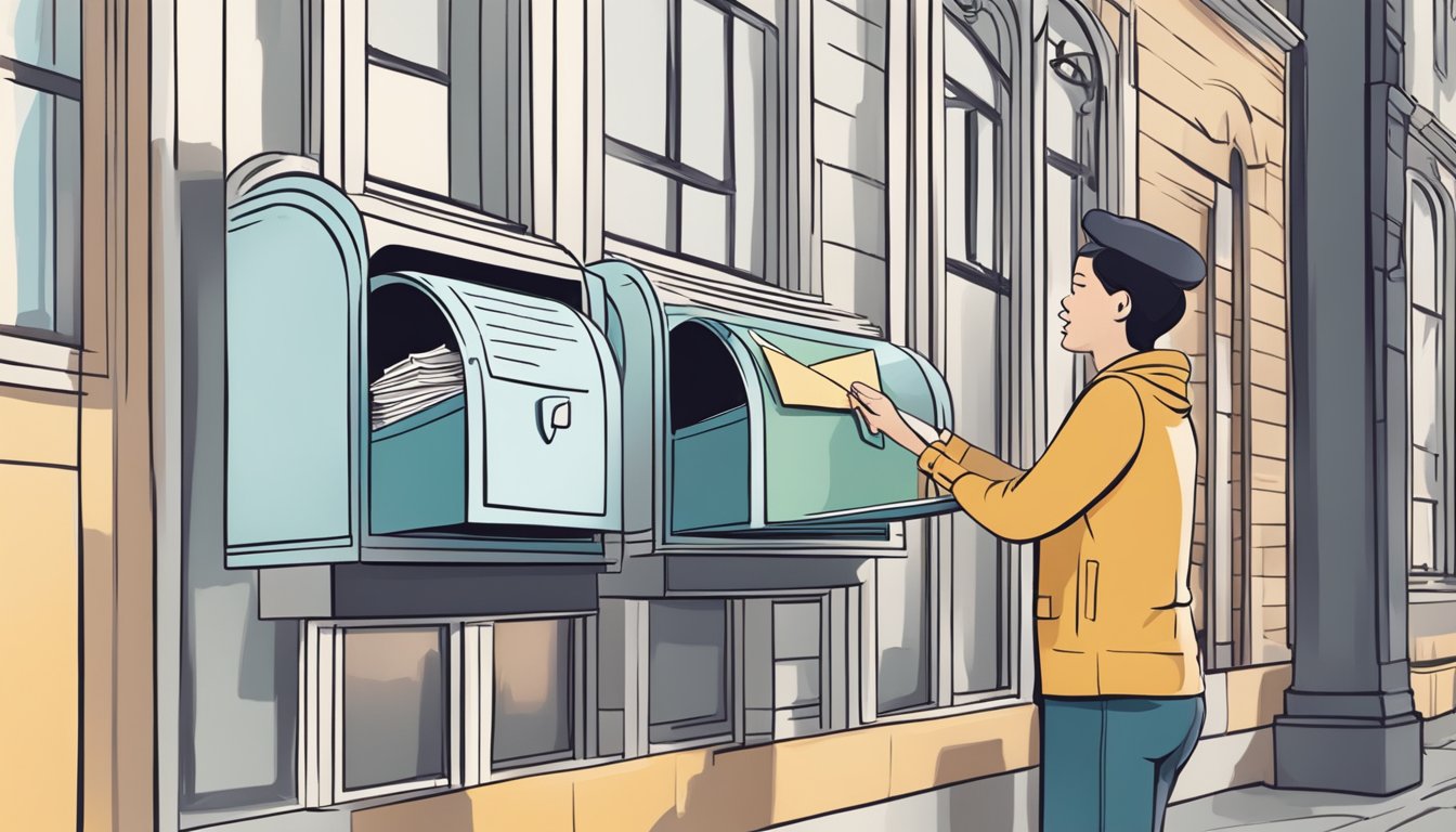 A person placing a handwritten note into a mailbox